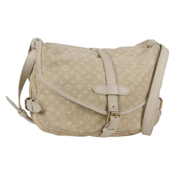 LOUIS VUITTON Monogram Mini Lin Saumur PM Shoulder Bag Ivory M95314 Auth 136978