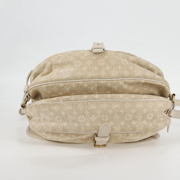 LOUIS VUITTON Monogram Mini Lin Saumur PM Shoulder Bag Ivory M95314 Auth 136978
