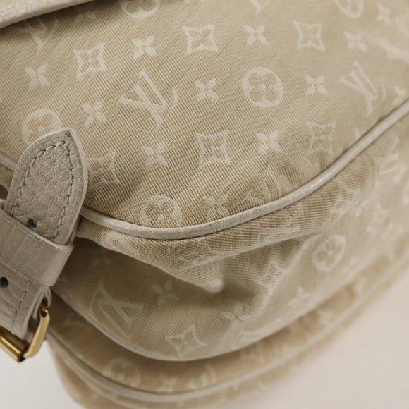 LOUIS VUITTON Monogram Mini Lin Saumur PM Shoulder Bag Ivory M95314 Auth 136978
