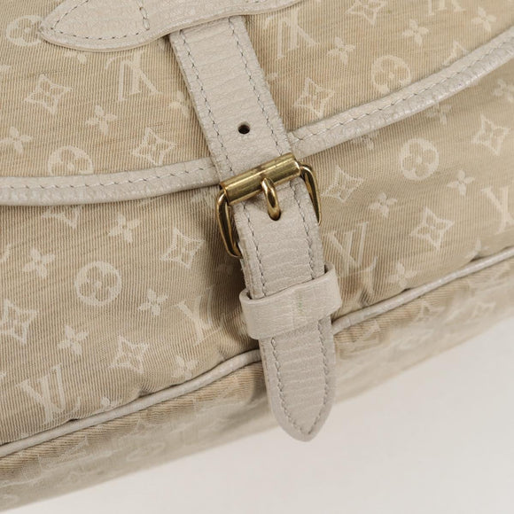 LOUIS VUITTON Monogram Mini Lin Saumur PM Shoulder Bag Ivory M95314 Auth 136978