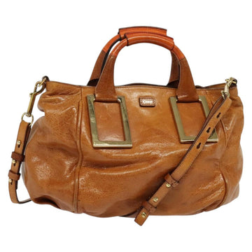 Chloe Hand Bag Leather 2way Brown Gold Auth 136996