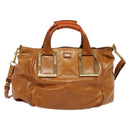 Chloe Hand Bag Leather 2way Brown Gold Auth 136996-13