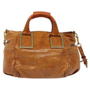 Chloe Hand Bag Leather 2way Brown Gold Auth 136996-2