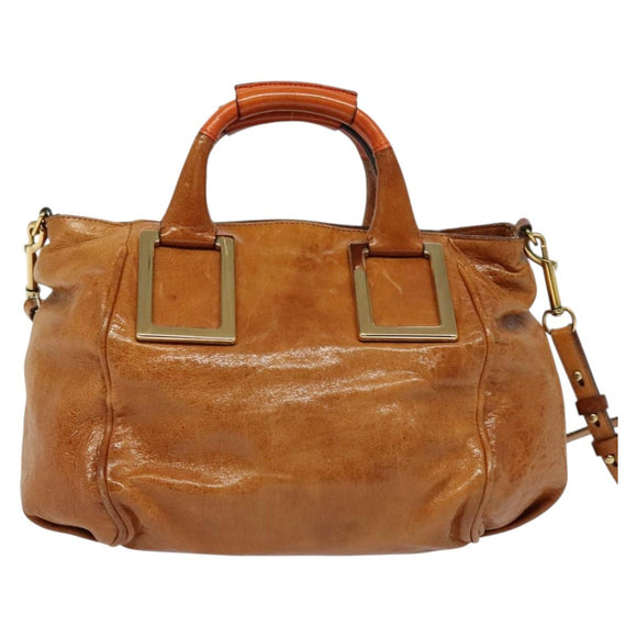 Chloe Hand Bag Leather 2way Brown Gold Auth 136996