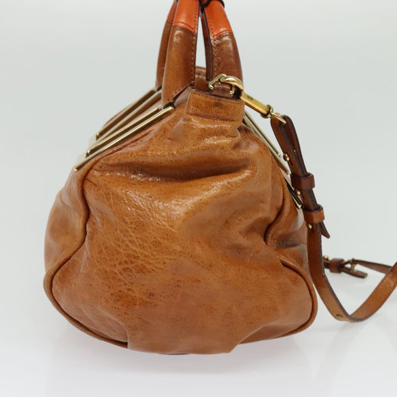 Chloe Hand Bag Leather 2way Brown Gold Auth 136996