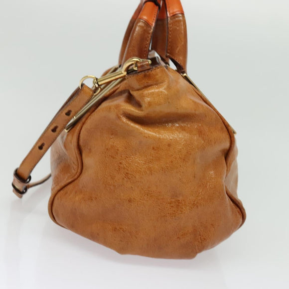 Chloe Hand Bag Leather 2way Brown Gold Auth 136996
