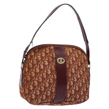 Christian Dior Trotter Canvas Shoulder Bag Red Gold Auth 136998