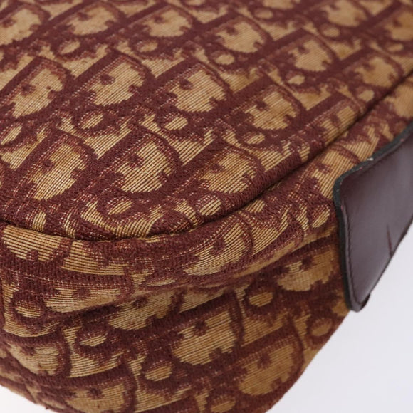 Christian Dior Trotter Canvas Shoulder Bag Red Gold Auth 136998