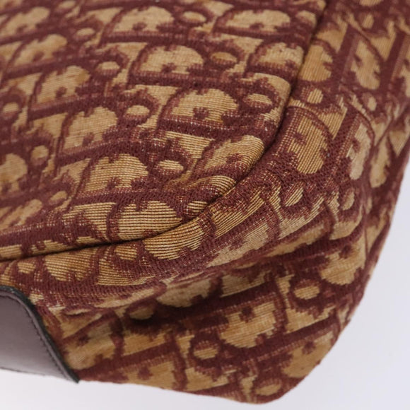 Christian Dior Trotter Canvas Shoulder Bag Red Gold Auth 136998