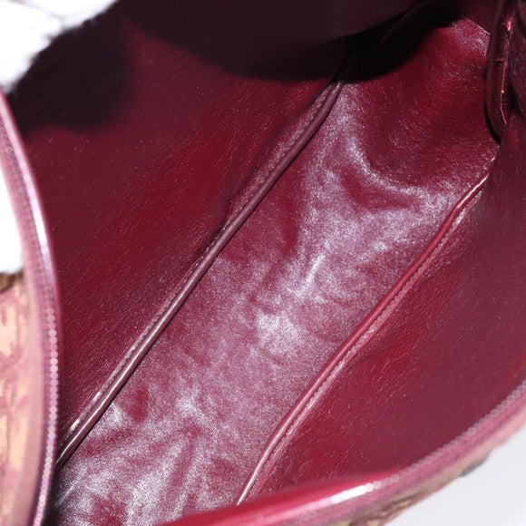 Christian Dior Trotter Canvas Shoulder Bag Red Gold Auth 136998