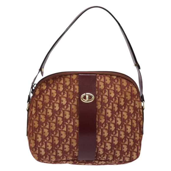 Christian Dior Trotter Canvas Shoulder Bag Red Gold Auth 136998