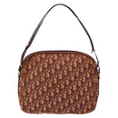 Christian Dior Trotter Canvas Shoulder Bag Red Gold Auth 136998-2