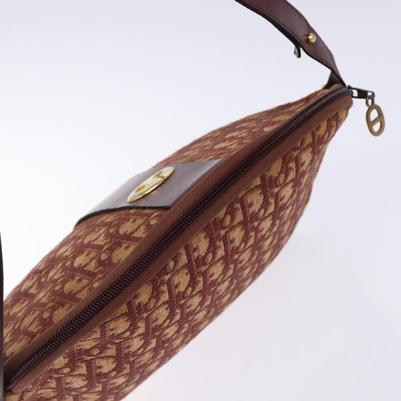 Christian Dior Trotter Canvas Shoulder Bag Red Gold Auth 136998