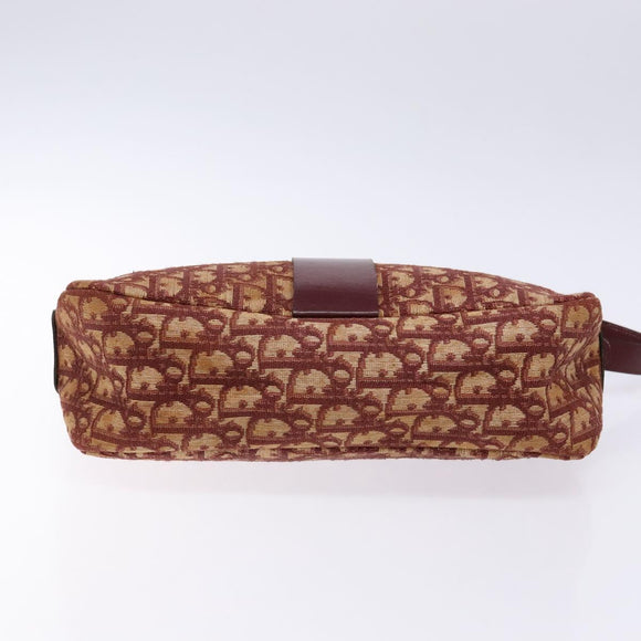 Christian Dior Trotter Canvas Shoulder Bag Red Gold Auth 136998