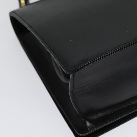 Salvatore Ferragamo Gancini Shoulder Bag Leather Black Gold Auth 137001