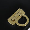 Salvatore Ferragamo Gancini Shoulder Bag Leather Black Gold Auth 137001-14