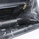 Salvatore Ferragamo Gancini Shoulder Bag Leather Black Gold Auth 137001-18