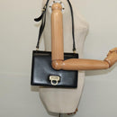 Salvatore Ferragamo Gancini Shoulder Bag Leather Black Gold Auth 137001-21