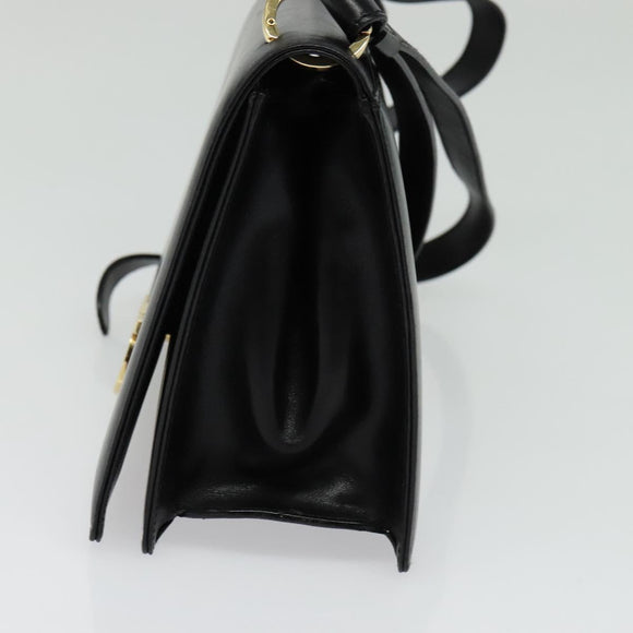 Salvatore Ferragamo Gancini Shoulder Bag Leather Black Gold Auth 137001