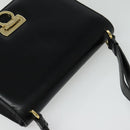 Salvatore Ferragamo Gancini Shoulder Bag Leather Black Gold Auth 137001-6