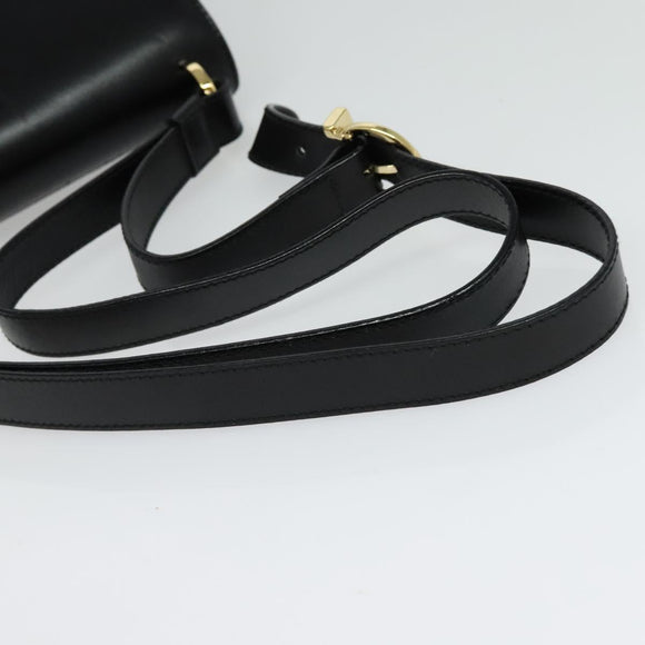 Salvatore Ferragamo Gancini Shoulder Bag Leather Black Gold Auth 137001