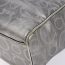 Salvatore Ferragamo Gancini Tote Bag Leather Silver Auth 137002-9