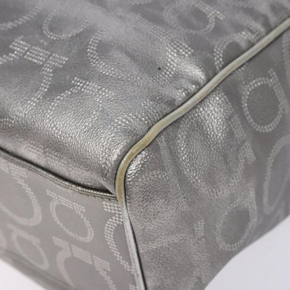 Salvatore Ferragamo Gancini Tote Bag Leather Silver Auth 137002