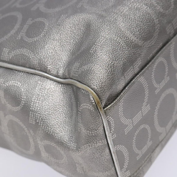 Salvatore Ferragamo Gancini Tote Bag Leather Silver Auth 137002
