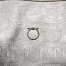 Salvatore Ferragamo Gancini Tote Bag Leather Silver Auth 137002-17