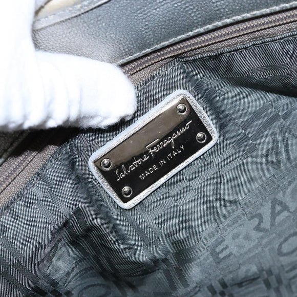 Salvatore Ferragamo Gancini Tote Bag Leather Silver Auth 137002