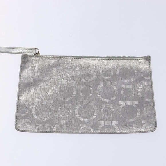 Salvatore Ferragamo Gancini Tote Bag Leather Silver Auth 137002