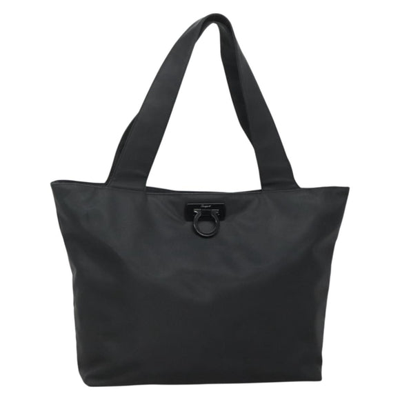 Salvatore Ferragamo Gancini Tote Bag Nylon Black Auth 137003