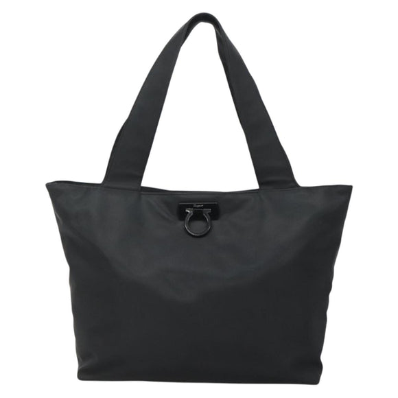 Salvatore Ferragamo Gancini Tote Bag Nylon Black Auth 137003