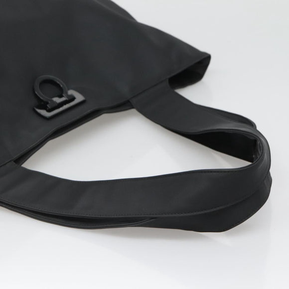 Salvatore Ferragamo Gancini Tote Bag Nylon Black Auth 137003