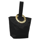CELINE Pouch Nylon Black Gold Auth 137004-1