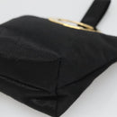 CELINE Pouch Nylon Black Gold Auth 137004-10
