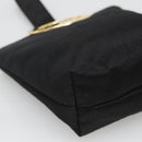CELINE Pouch Nylon Black Gold Auth 137004-11