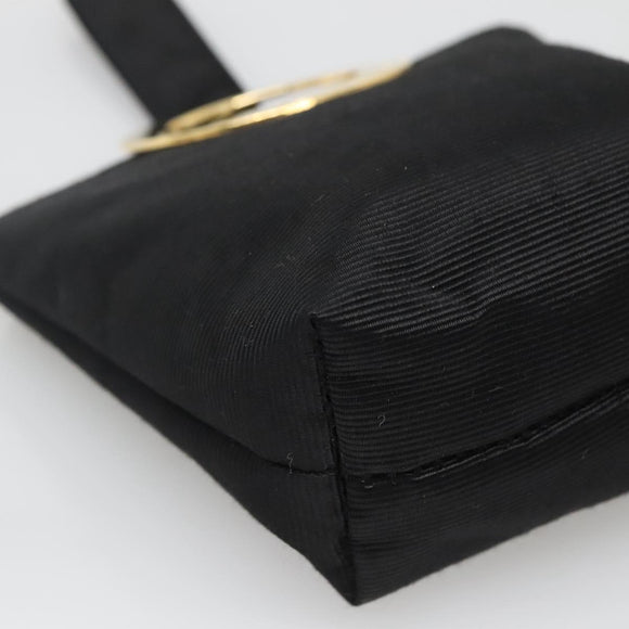 CELINE Pouch Nylon Black Gold Auth 137004