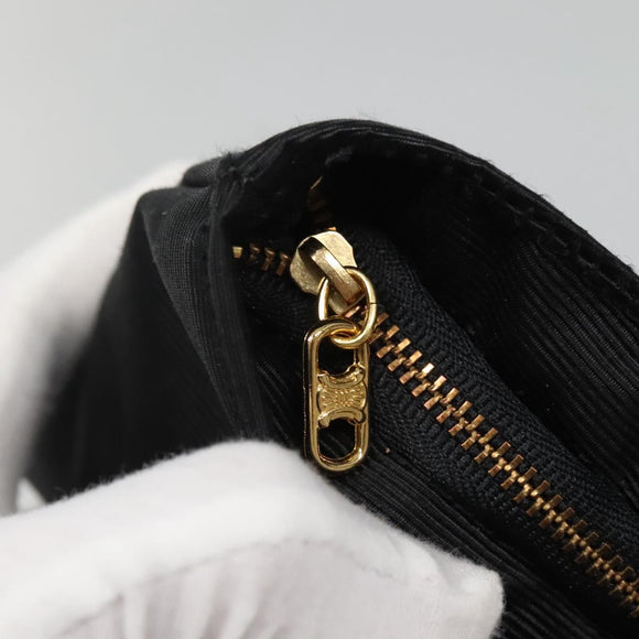 CELINE Pouch Nylon Black Gold Auth 137004