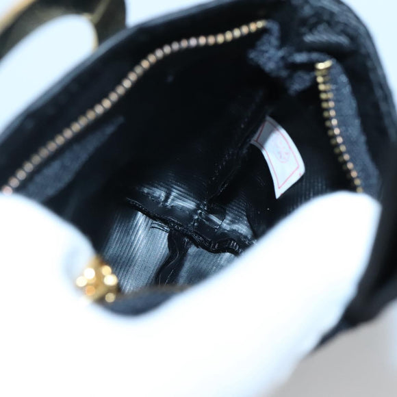 CELINE Pouch Nylon Black Gold Auth 137004