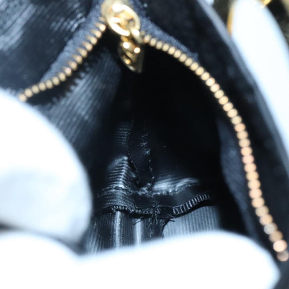 CELINE Pouch Nylon Black Gold Auth 137004