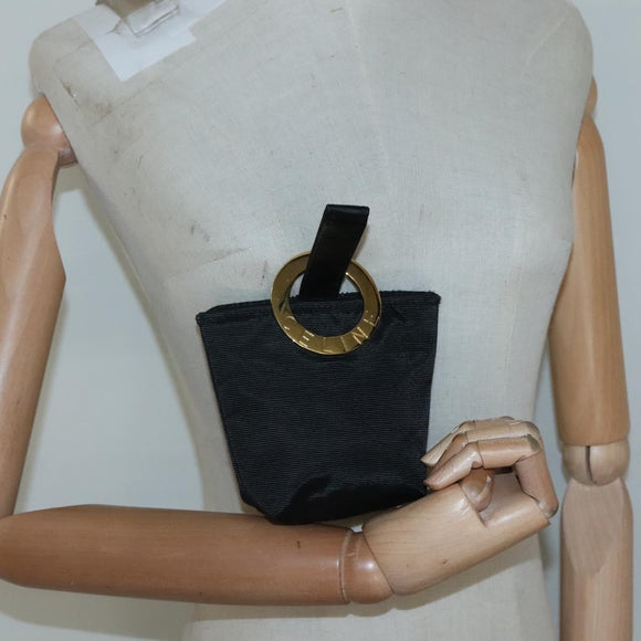 CELINE Pouch Nylon Black Gold Auth 137004