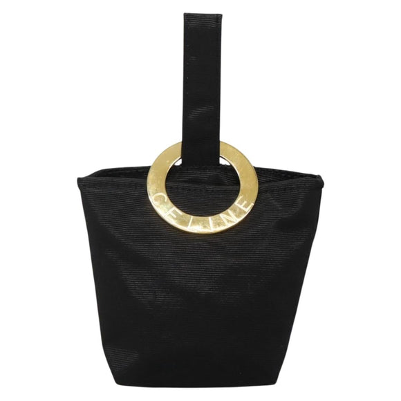 CELINE Pouch Nylon Black Gold Auth 137004