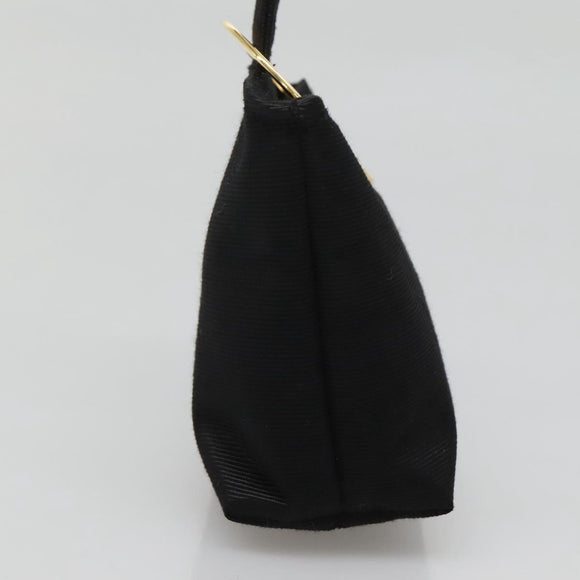 CELINE Pouch Nylon Black Gold Auth 137004