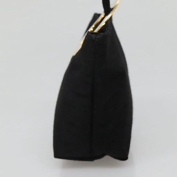 CELINE Pouch Nylon Black Gold Auth 137004