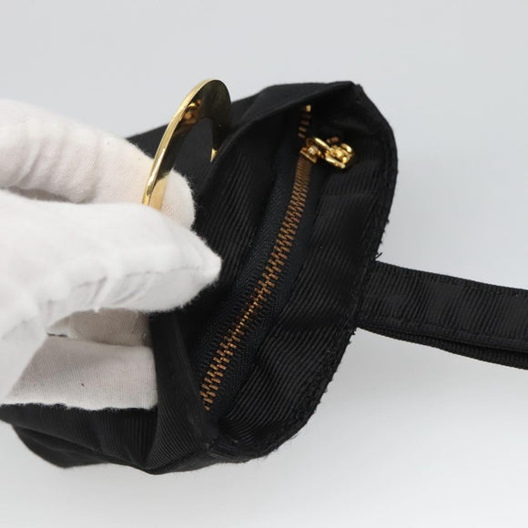 CELINE Pouch Nylon Black Gold Auth 137004