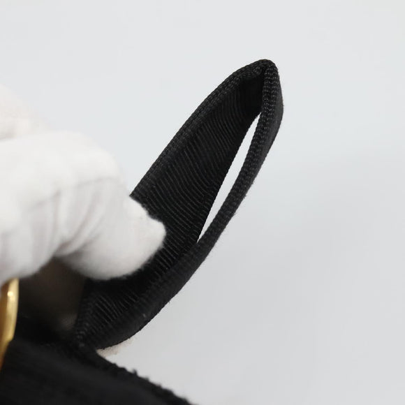 CELINE Pouch Nylon Black Gold Auth 137004