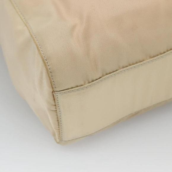 PRADA Chain Shoulder Bag Nylon Ivory Silver Auth 137031