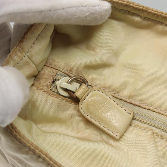 PRADA Chain Shoulder Bag Nylon Ivory Silver Auth 137031