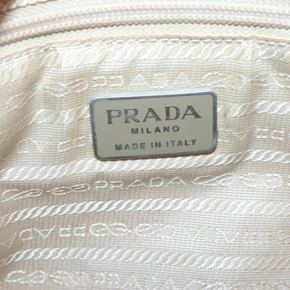 PRADA Chain Shoulder Bag Nylon Ivory Silver Auth 137031
